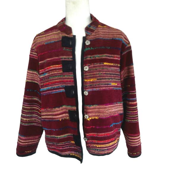 VINTAGE White Stag Tapestry Jacket Brown Red Yellow Blue Size Medium 8 / 10 - Picture 2 of 11